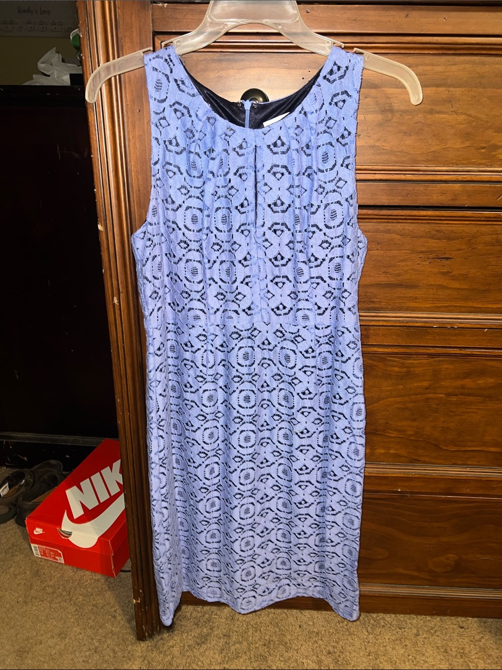 New York & Company Lavender Lace Midi Shift Dress